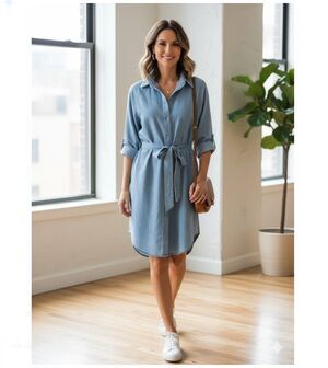 Express Denim Boyfriend Portofino Shirt Dress NWT Slit Pockets Womens Size M
